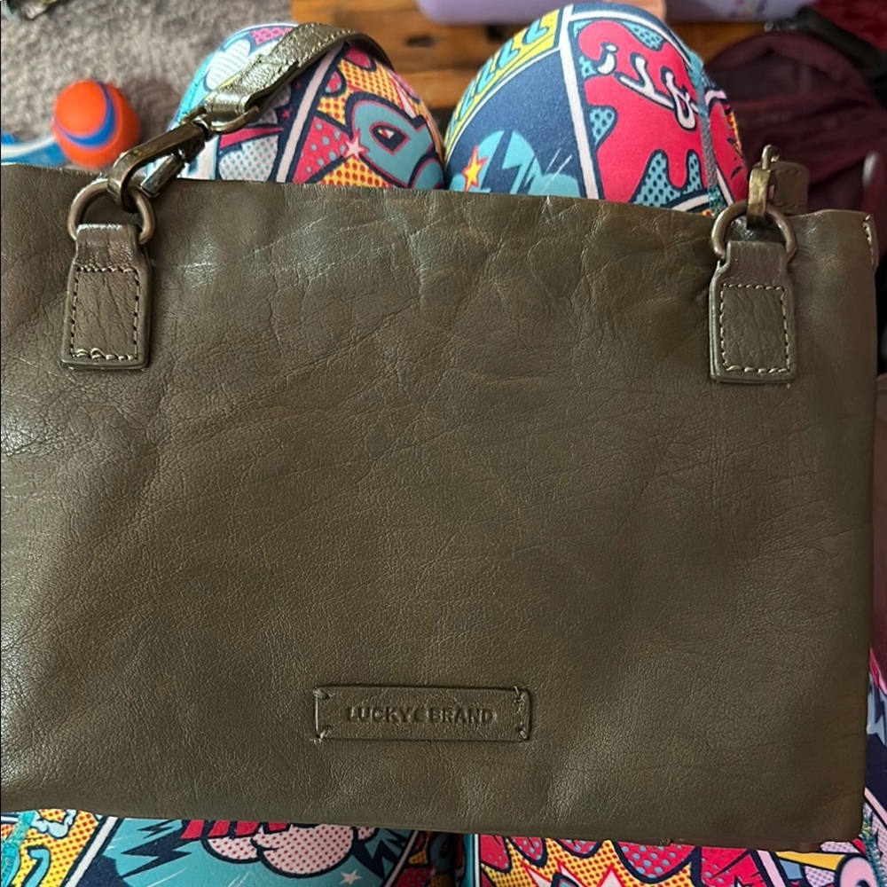 Lucky Brand Green Leather Textured Crossbody Bag